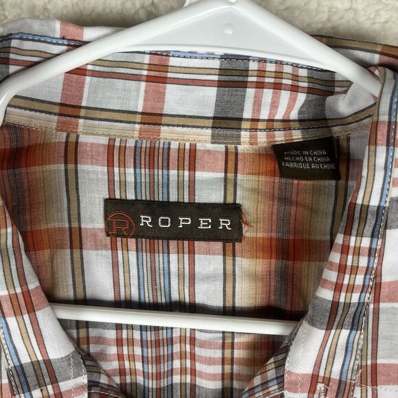 Roper Pearl Snap Shirt Mens 3XL Short Sleeve Western Cowboy Frontier Plaid - Picture 2 of 6